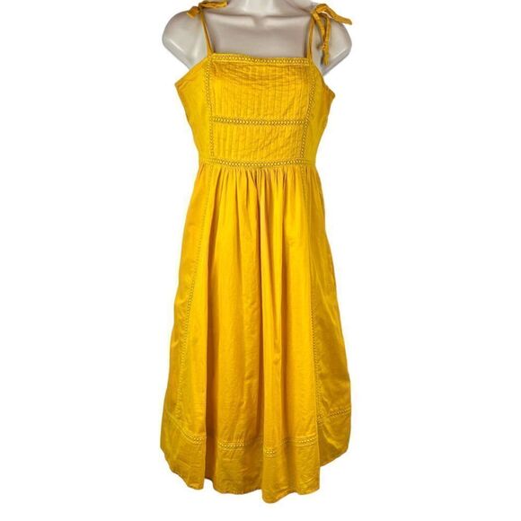POINT SUR 100% Cotton Tie-shoulder Dress in Yellow Size 2 - Picture 3 of 14